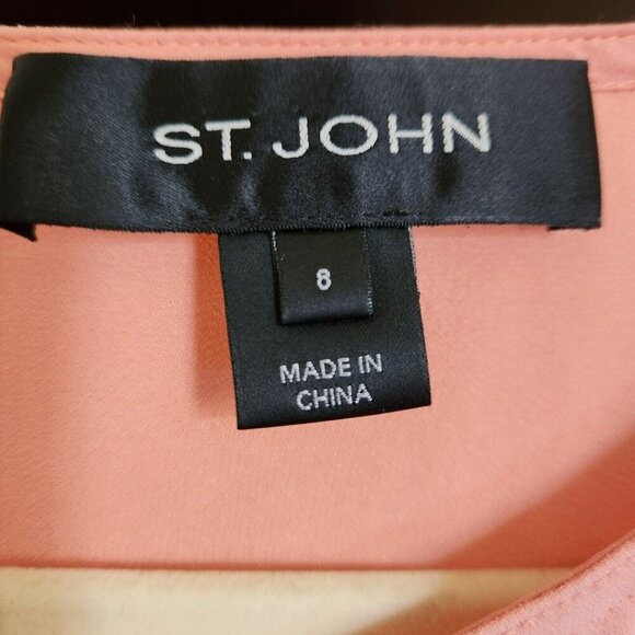 St. John Women Peach Sleeveless Knee-Length Dress Drawstring Waist Pockets Sz 8 - Picture 4 of 12